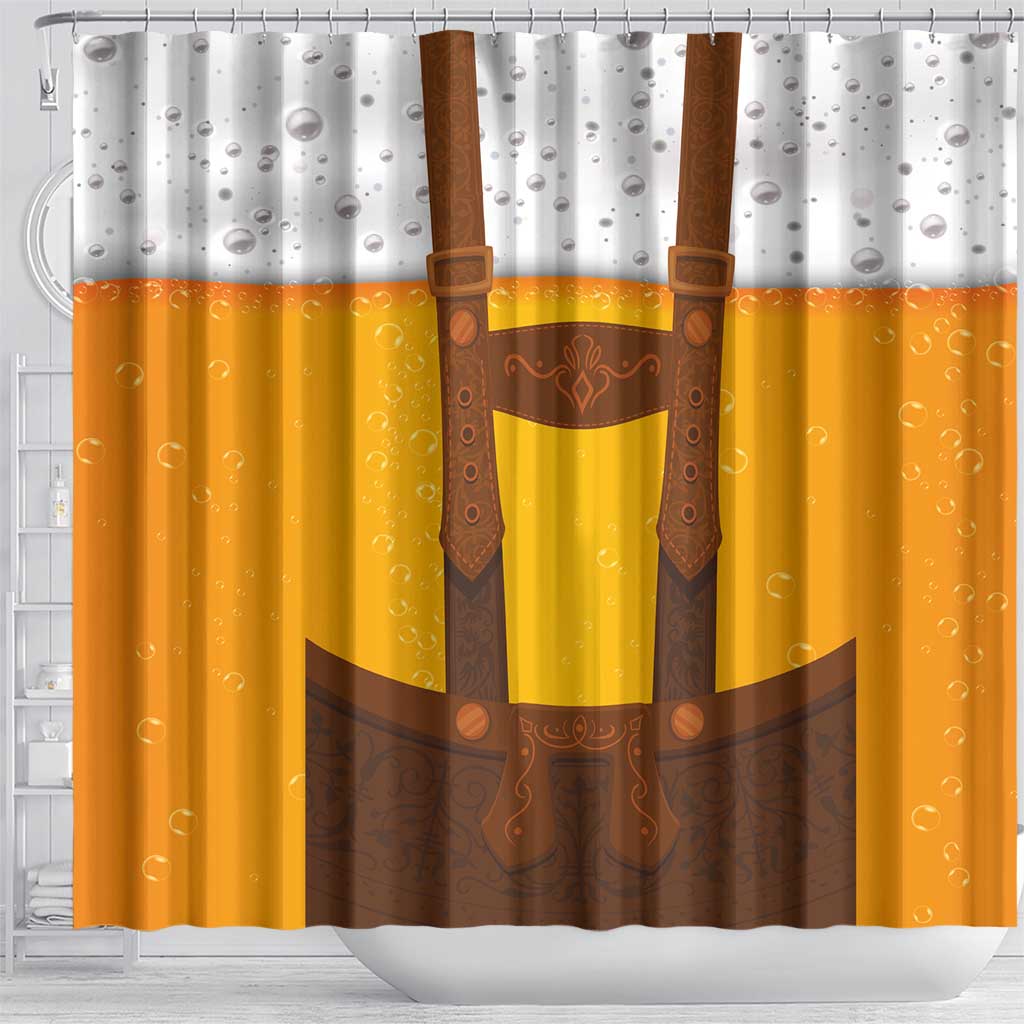 Traditional German Costume - Lederhosen Shower Curtain Oktoberfest Beer Head Funny Style LT03