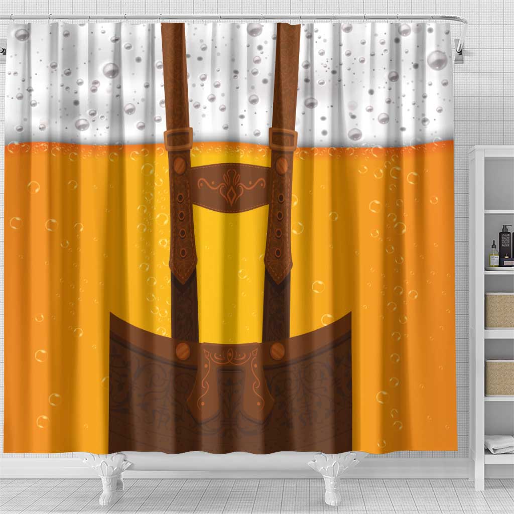 Traditional German Costume - Lederhosen Shower Curtain Oktoberfest Beer Head Funny Style LT03