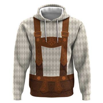 Traditional German Costume - Lederhosen Hoodie Old Vintage Bavarian Pattern LT03