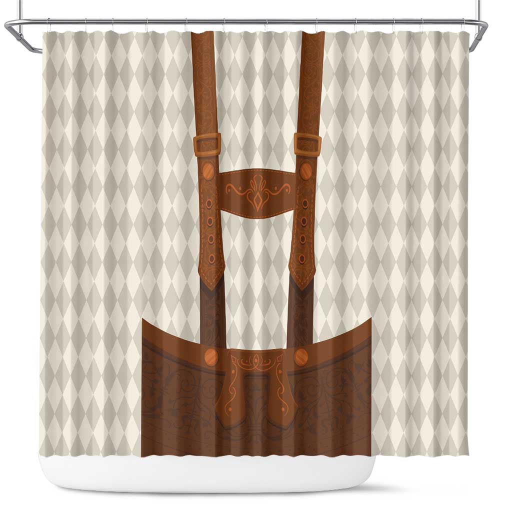 Traditional German Costume - Lederhosen Shower Curtain Old Vintage Bavarian Pattern LT03