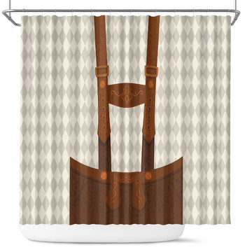 Traditional German Costume - Lederhosen Shower Curtain Old Vintage Bavarian Pattern LT03