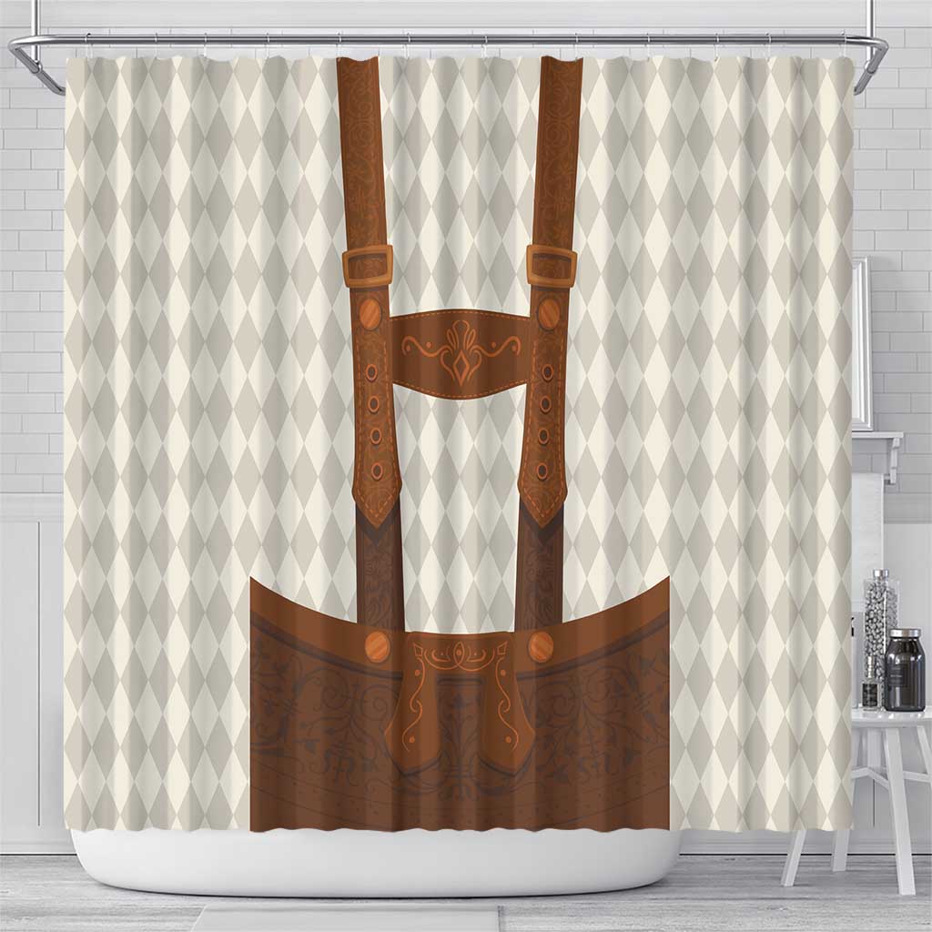Traditional German Costume - Lederhosen Shower Curtain Old Vintage Bavarian Pattern LT03