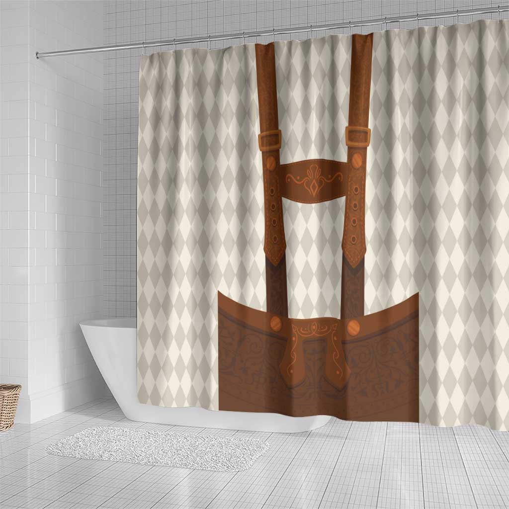 Traditional German Costume - Lederhosen Shower Curtain Old Vintage Bavarian Pattern LT03