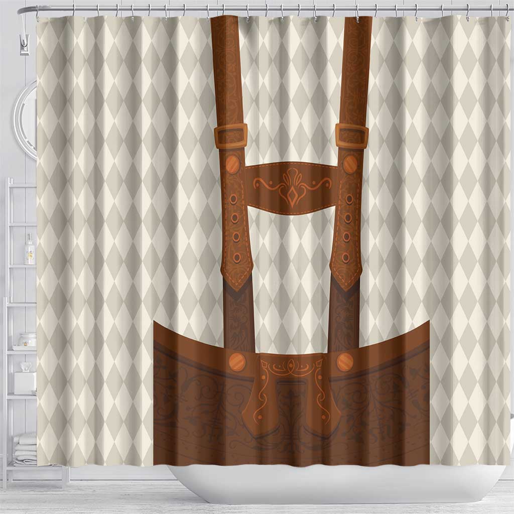 Traditional German Costume - Lederhosen Shower Curtain Old Vintage Bavarian Pattern LT03