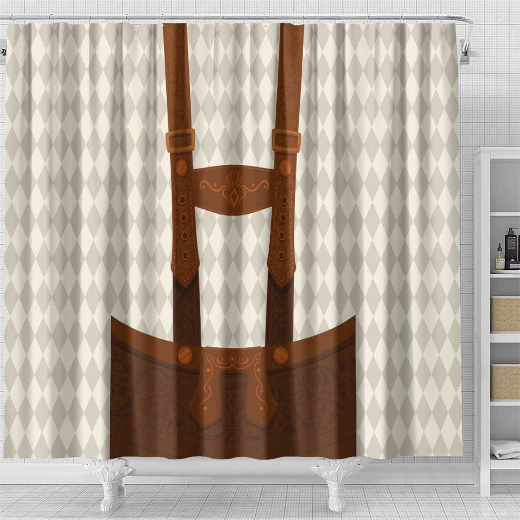 Traditional German Costume - Lederhosen Shower Curtain Old Vintage Bavarian Pattern LT03