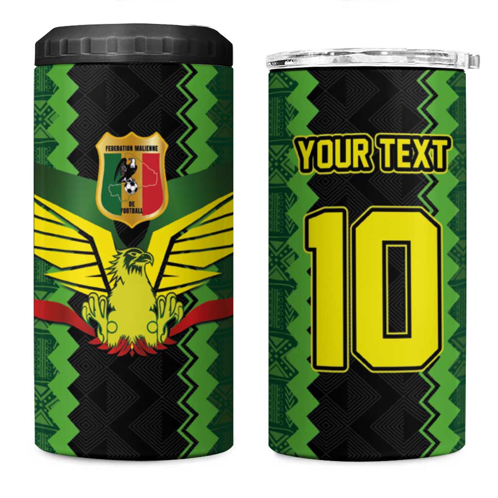 Custom Mali Football 4 in 1 Can Cooler Tumbler Les Aigles-Green, Gold & Red LT03