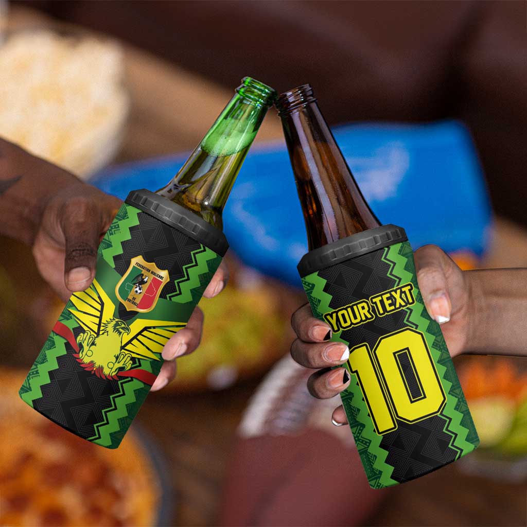 Custom Mali Football 4 in 1 Can Cooler Tumbler Les Aigles-Green, Gold & Red LT03