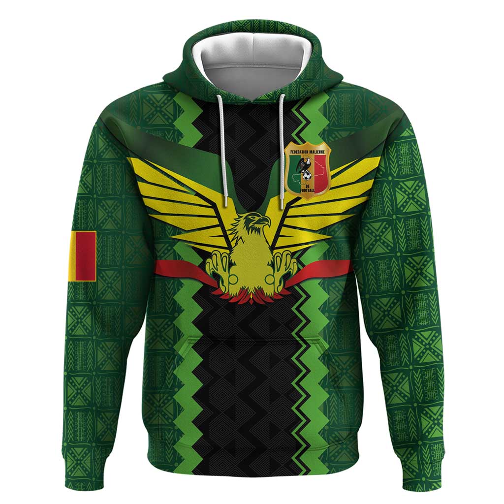 Custom Mali Football Hoodie Les Aigles-Green Gold and Red LT03