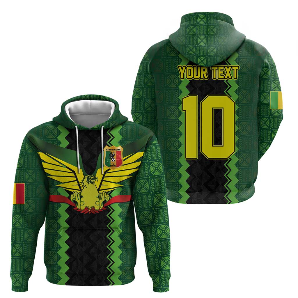 Custom Mali Football Hoodie Les Aigles-Green Gold and Red LT03