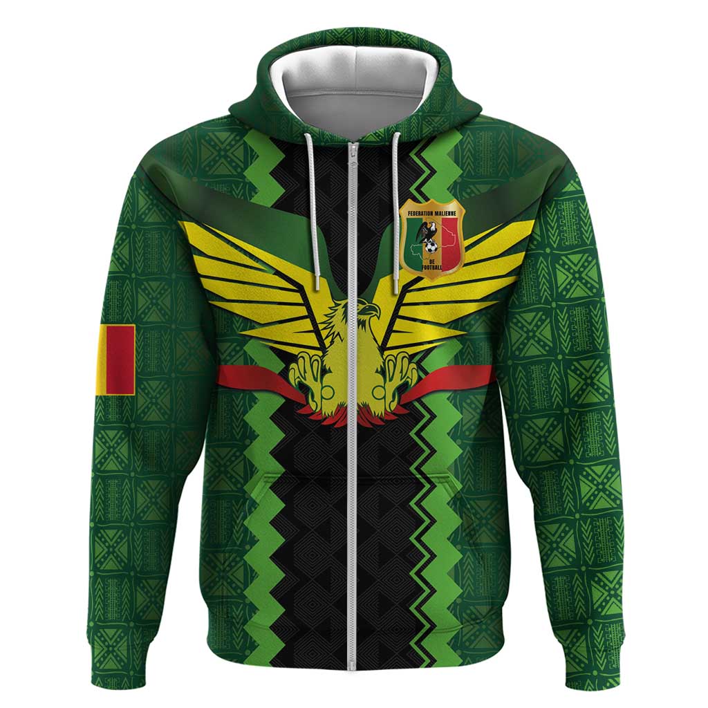 Custom Mali Football Hoodie Les Aigles-Green Gold and Red LT03