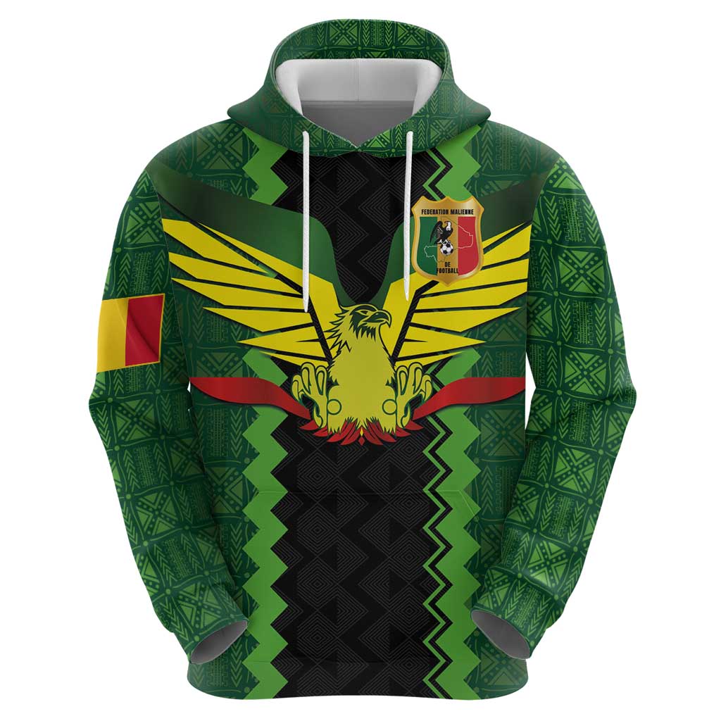Custom Mali Football Hoodie Les Aigles-Green Gold and Red LT03