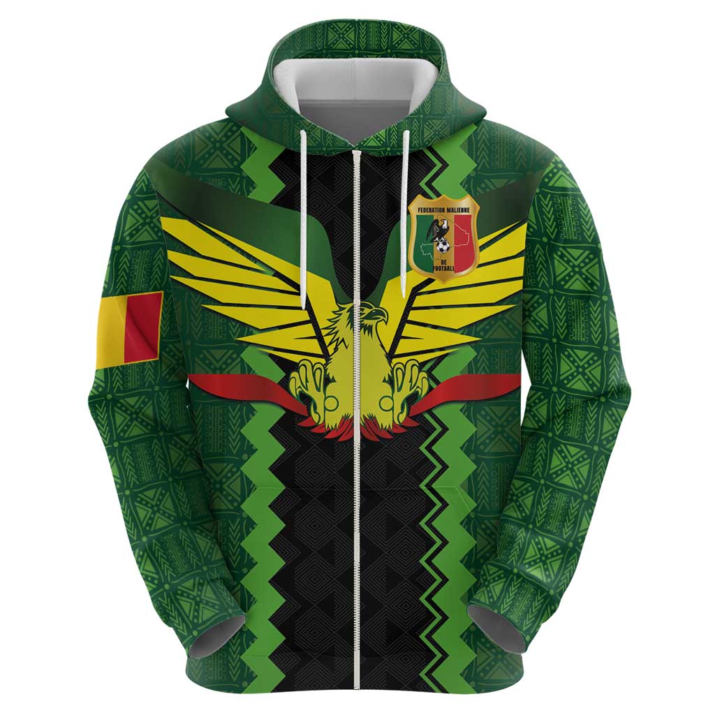 Custom Mali Football Hoodie Les Aigles-Green Gold and Red LT03