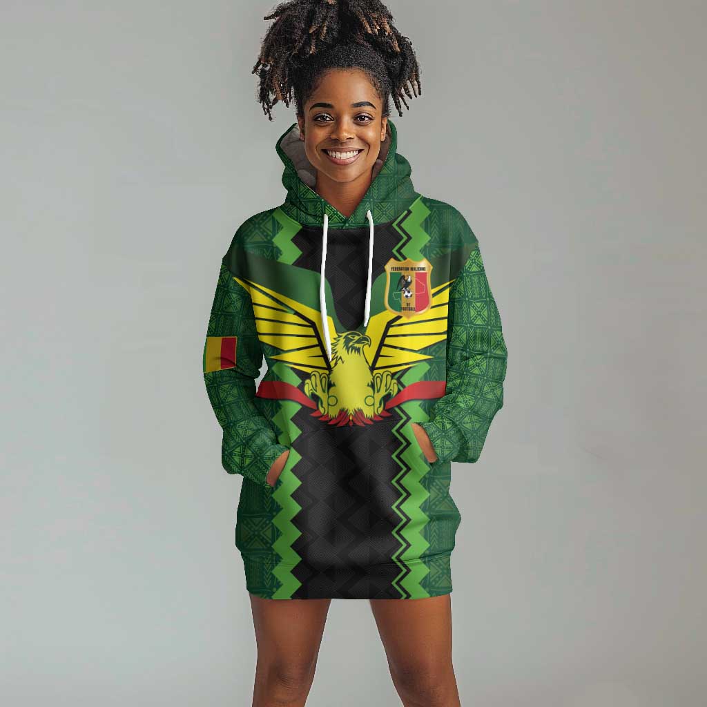 Custom Mali Football Hoodie Dress Les Aigles-Green, Gold & Red LT03