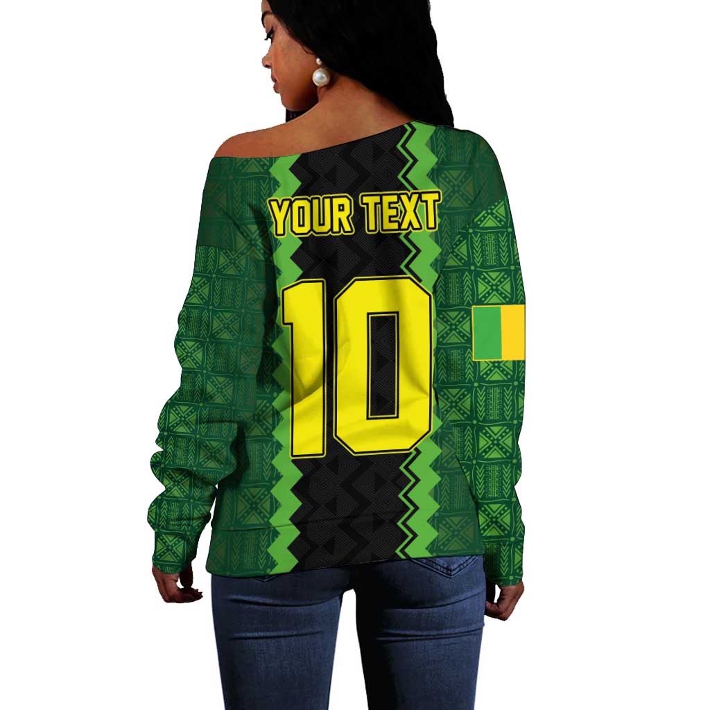 Custom Mali Football Off Shoulder Sweater Les Aigles-Green, Gold & Red LT03