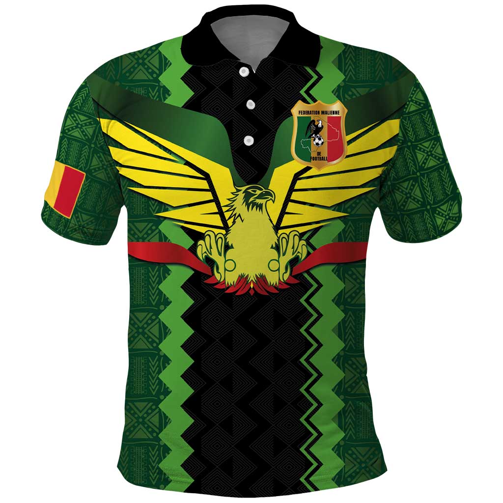 Custom Mali Football Polo Shirt Les Aigles-Green Gold and Red LT03