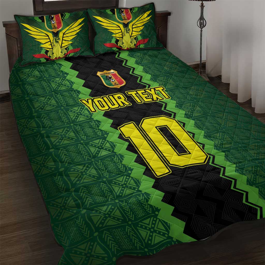 Custom Mali Football Quilt Bed Set Les Aigles-Green, Gold & Red LT03