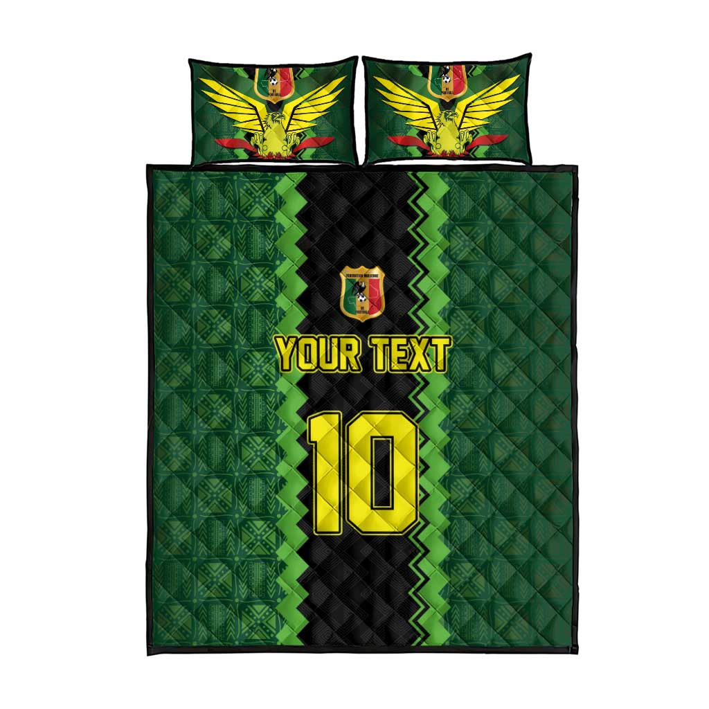 Custom Mali Football Quilt Bed Set Les Aigles-Green, Gold & Red LT03