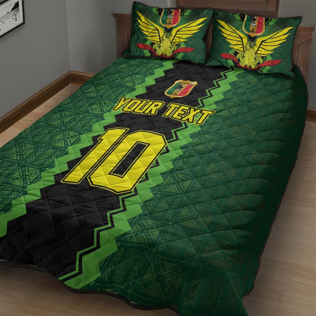 Custom Mali Football Quilt Bed Set Les Aigles-Green, Gold & Red LT03