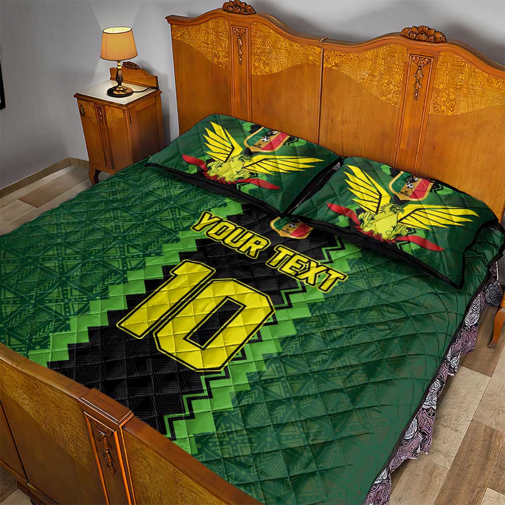 Custom Mali Football Quilt Bed Set Les Aigles-Green, Gold & Red LT03