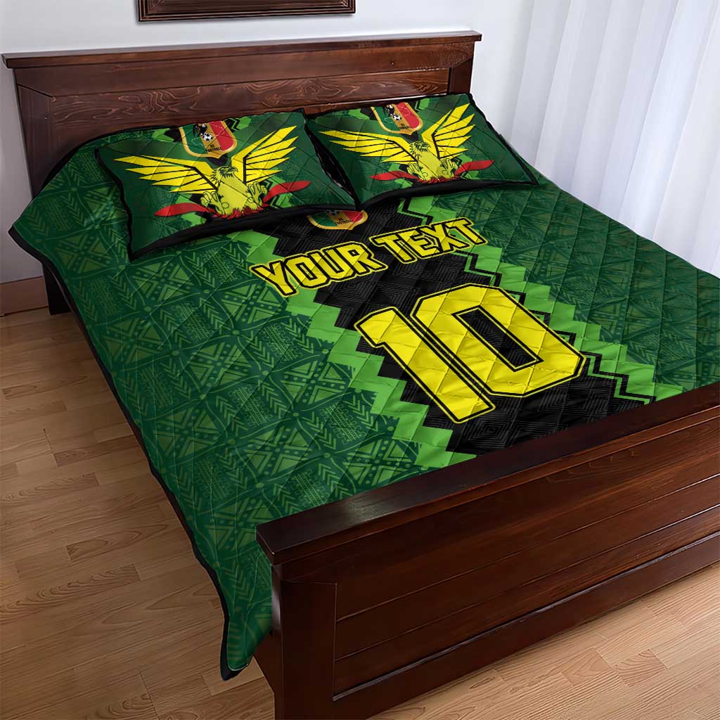 Custom Mali Football Quilt Bed Set Les Aigles-Green, Gold & Red LT03