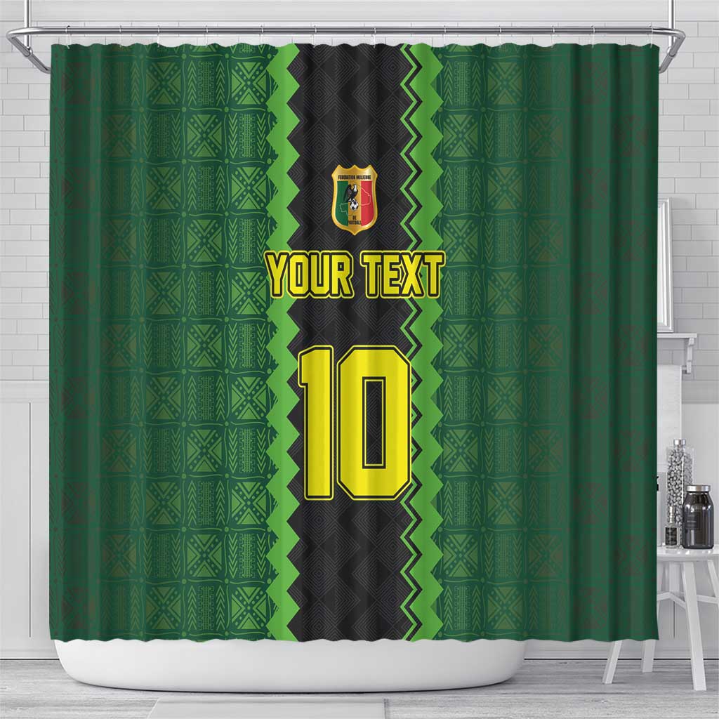 Custom Mali Football Shower Curtain Les Aigles-Green Gold and Red LT03