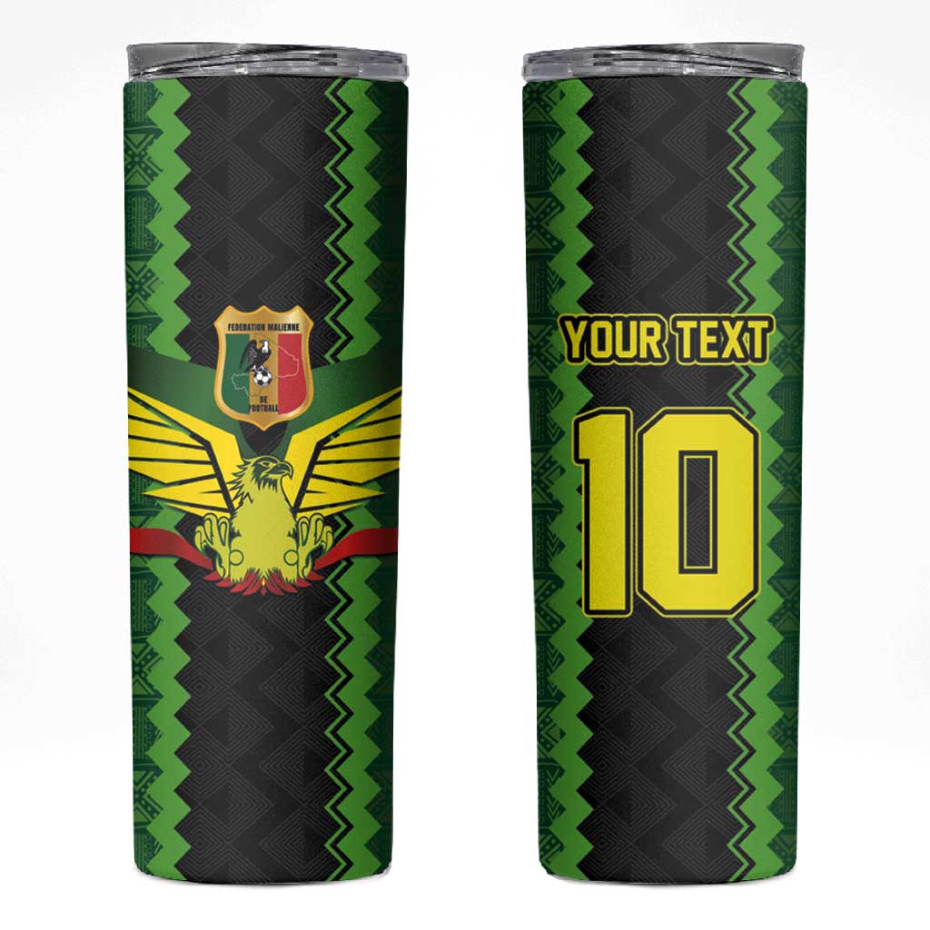 Custom Mali Football Skinny Tumbler Les Aigles-Green, Gold & Red LT03