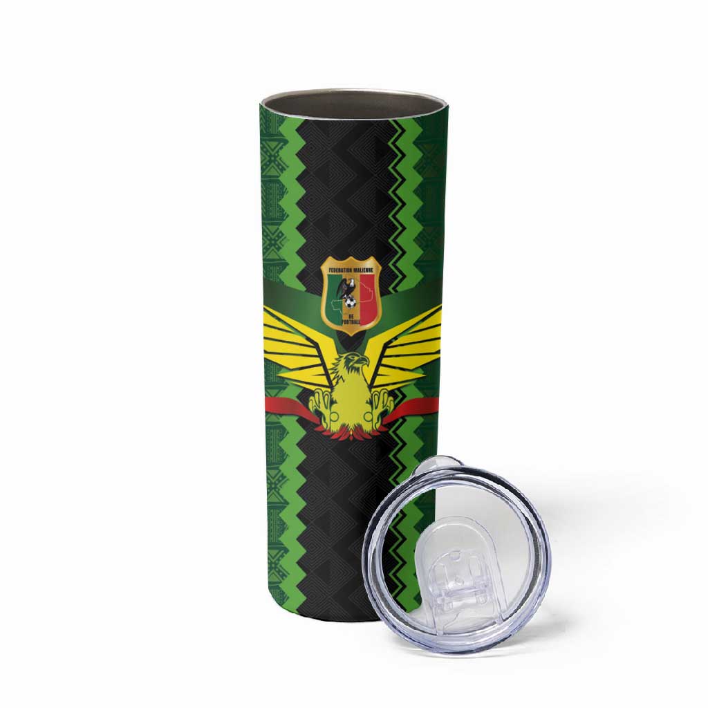 Custom Mali Football Skinny Tumbler Les Aigles-Green, Gold & Red LT03