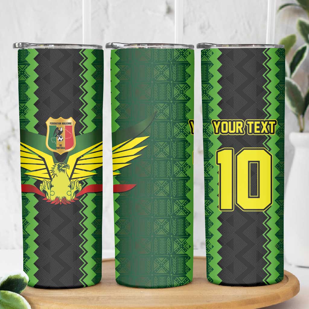 Custom Mali Football Skinny Tumbler Les Aigles-Green, Gold & Red LT03