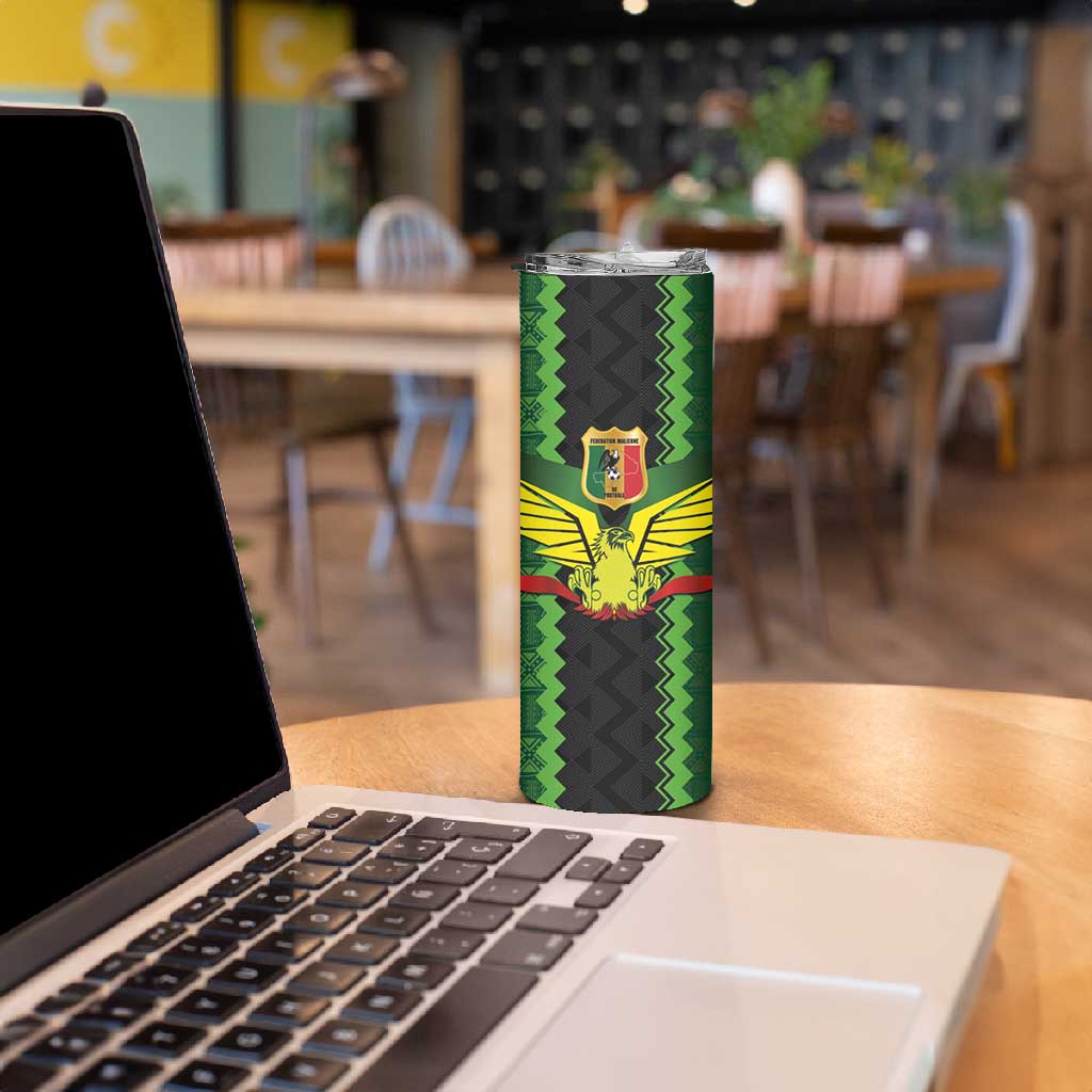 Custom Mali Football Skinny Tumbler Les Aigles-Green, Gold & Red LT03