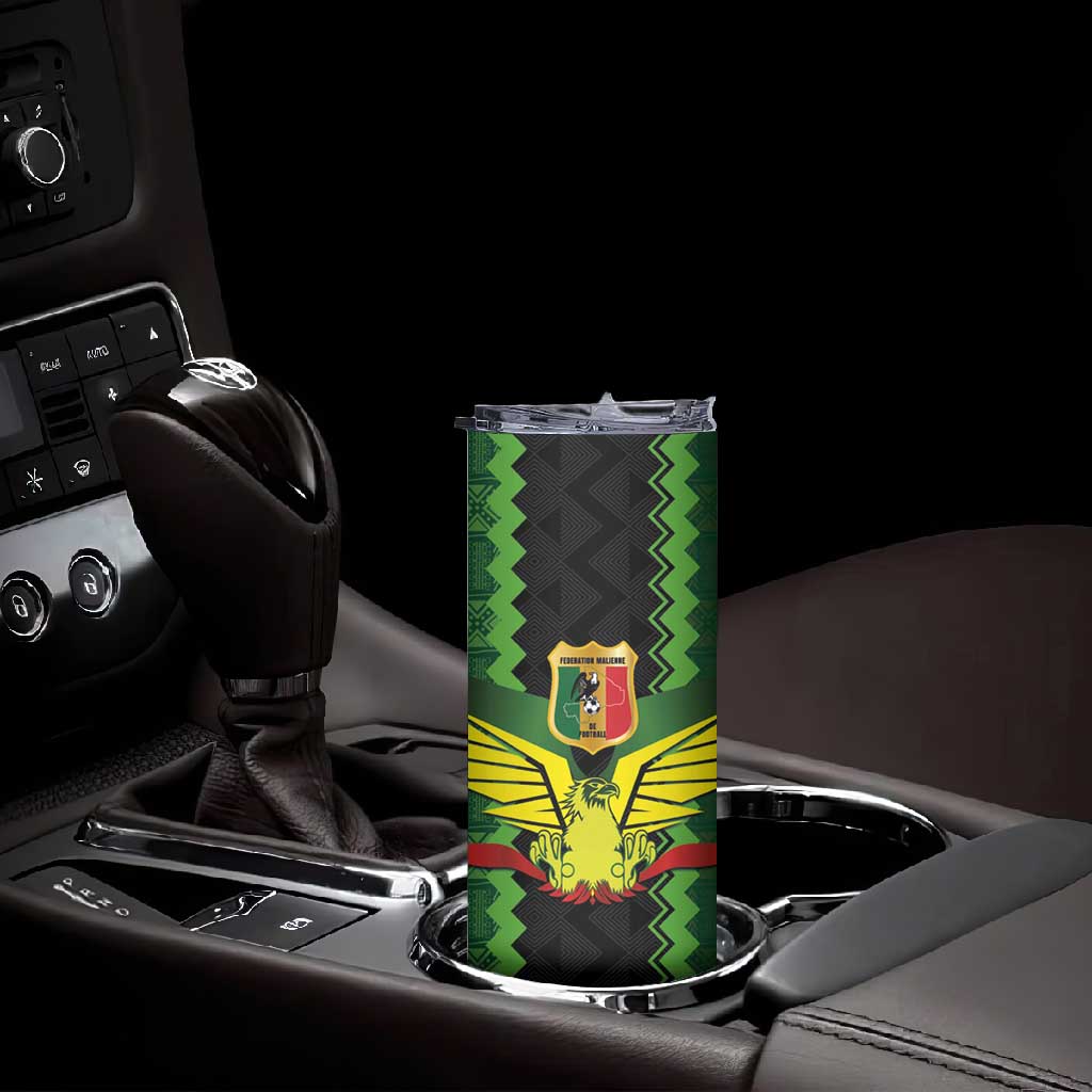 Custom Mali Football Skinny Tumbler Les Aigles-Green, Gold & Red LT03
