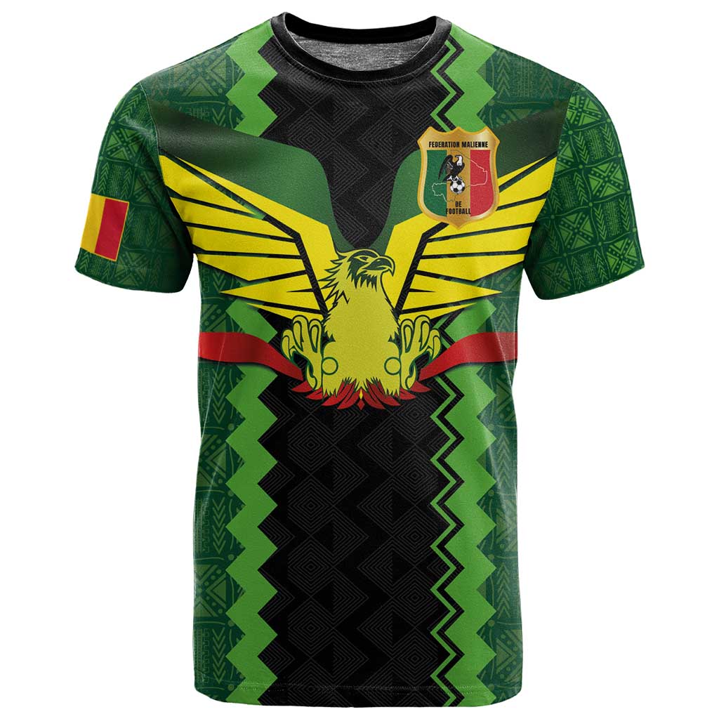 Custom Mali Football T shirt Les Aigles-Green, Gold & Red LT03