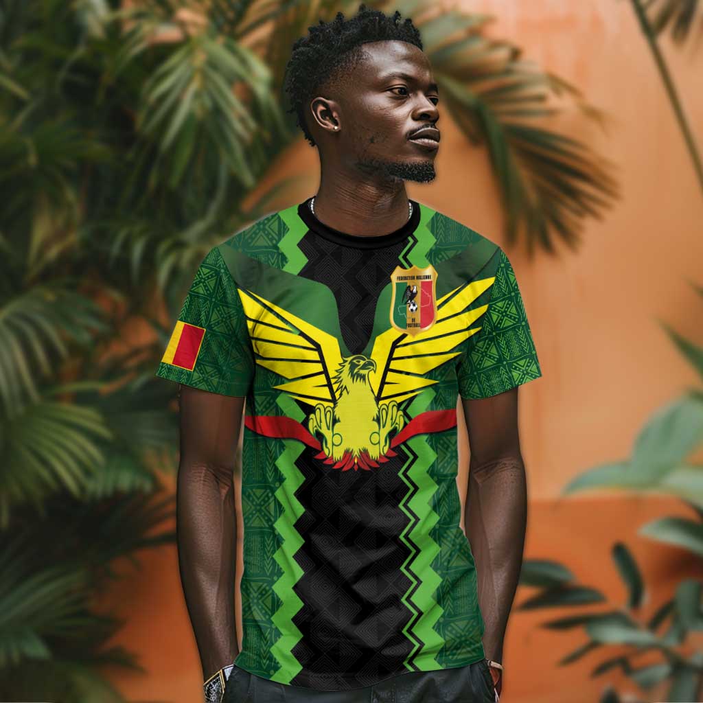 Custom Mali Football T shirt Les Aigles-Green, Gold & Red LT03