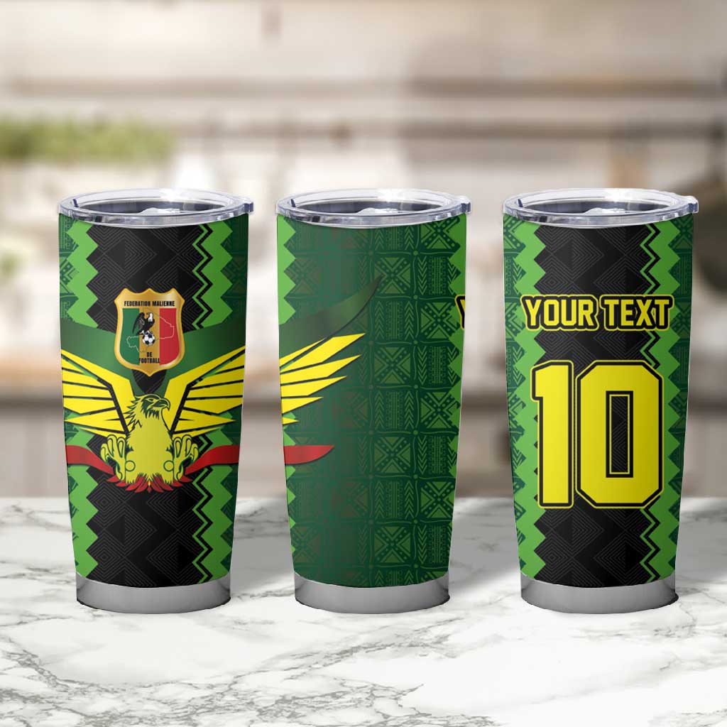 Custom Mali Football Tumbler Cup Les Aigles-Green, Gold & Red LT03