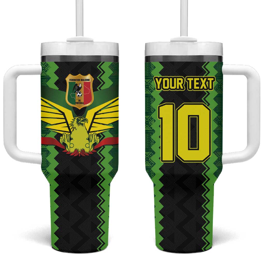 Custom Mali Football Tumbler With Handle Les Aigles-Green, Gold & Red LT03