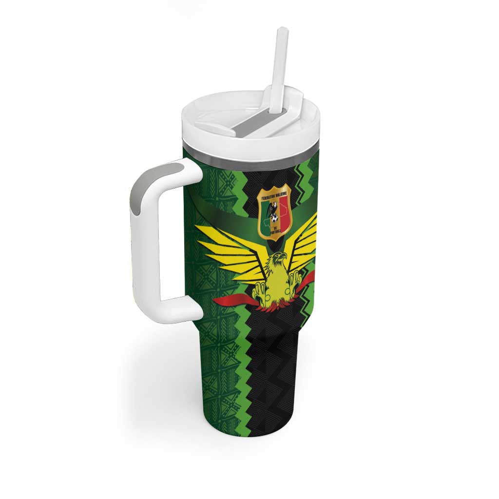 Custom Mali Football Tumbler With Handle Les Aigles-Green, Gold & Red LT03