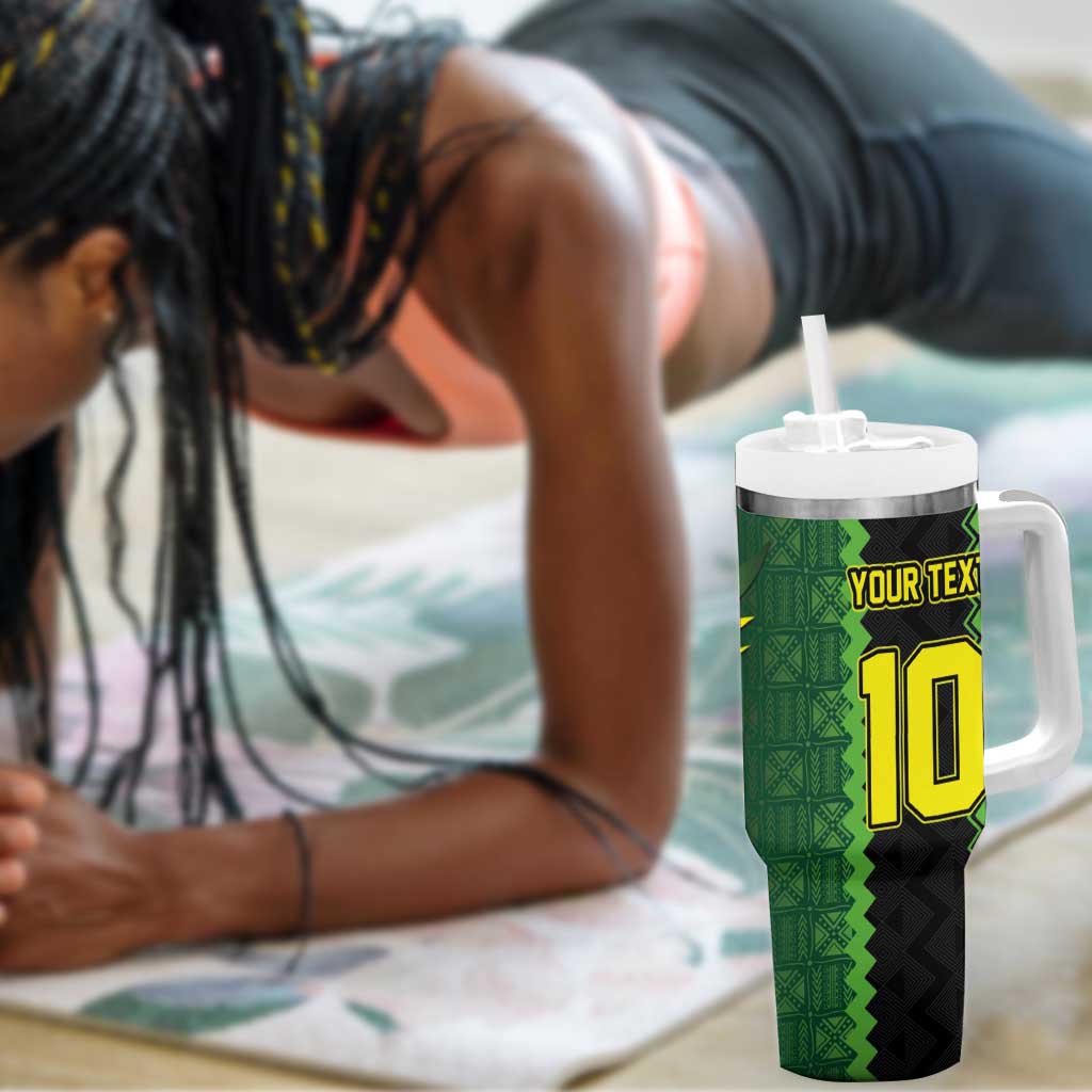 Custom Mali Football Tumbler With Handle Les Aigles-Green, Gold & Red LT03