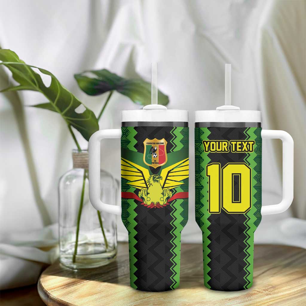 Custom Mali Football Tumbler With Handle Les Aigles-Green, Gold & Red LT03