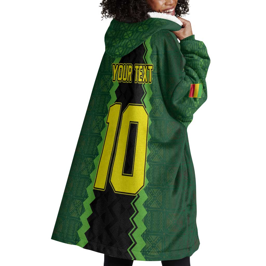 Custom Mali Football Wearable Blanket Hoodie Les Aigles-Green, Gold & Red LT03