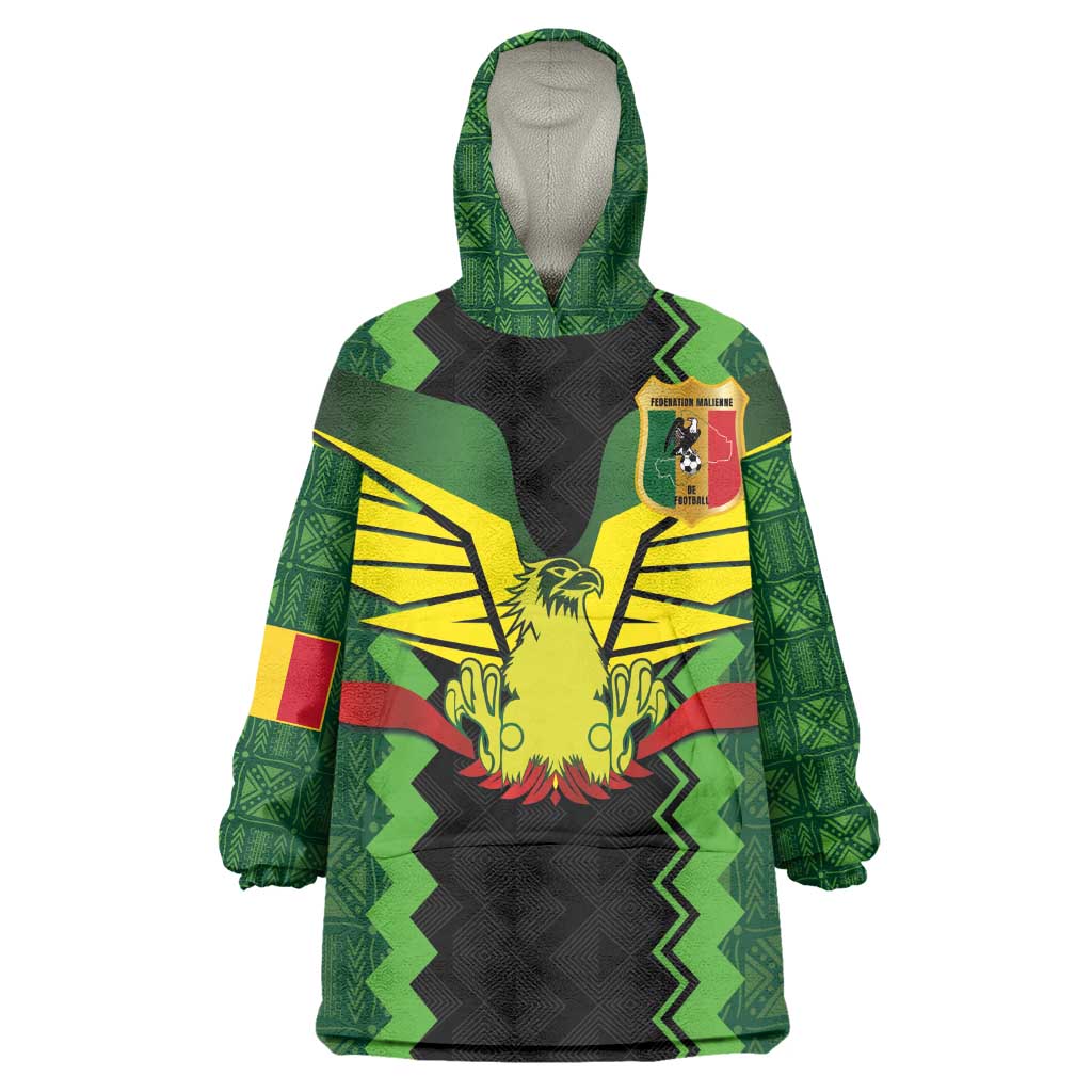 Custom Mali Football Wearable Blanket Hoodie Les Aigles-Green, Gold & Red LT03