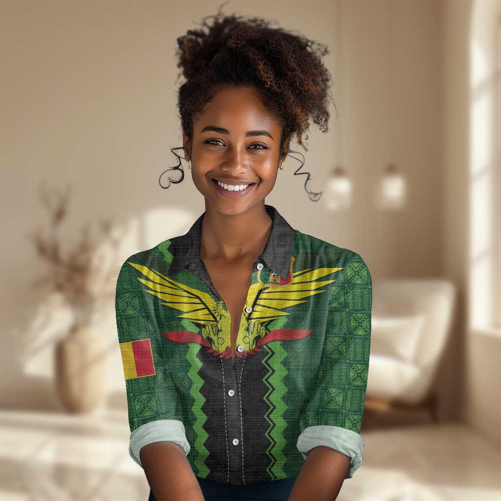Custom Mali Football Women Casual Shirt Les Aigles-Green, Gold & Red LT03