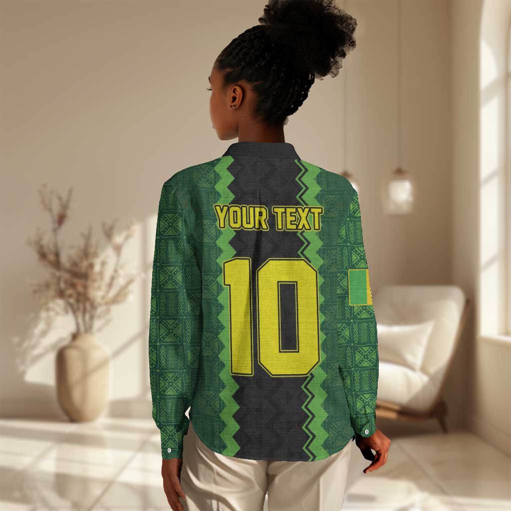 Custom Mali Football Women Casual Shirt Les Aigles-Green, Gold & Red LT03