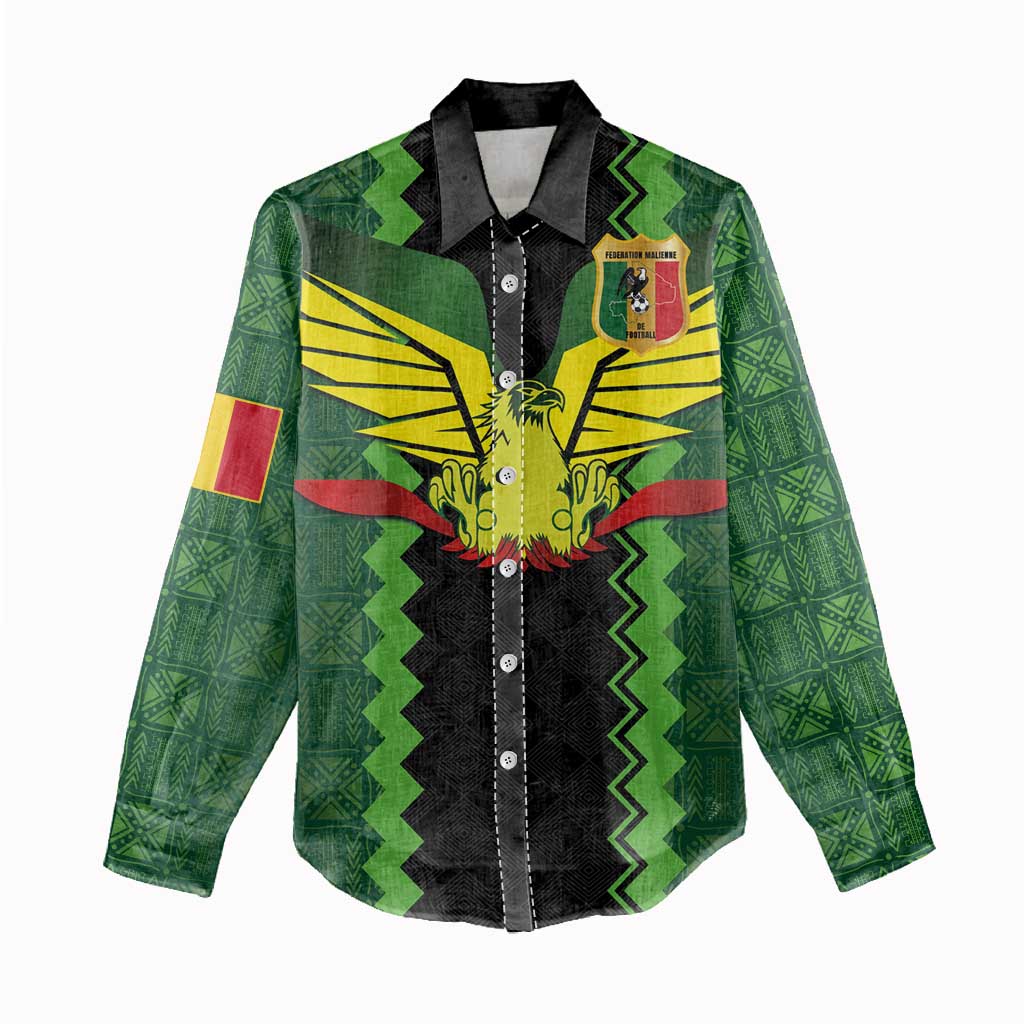 Custom Mali Football Women Casual Shirt Les Aigles-Green, Gold & Red LT03
