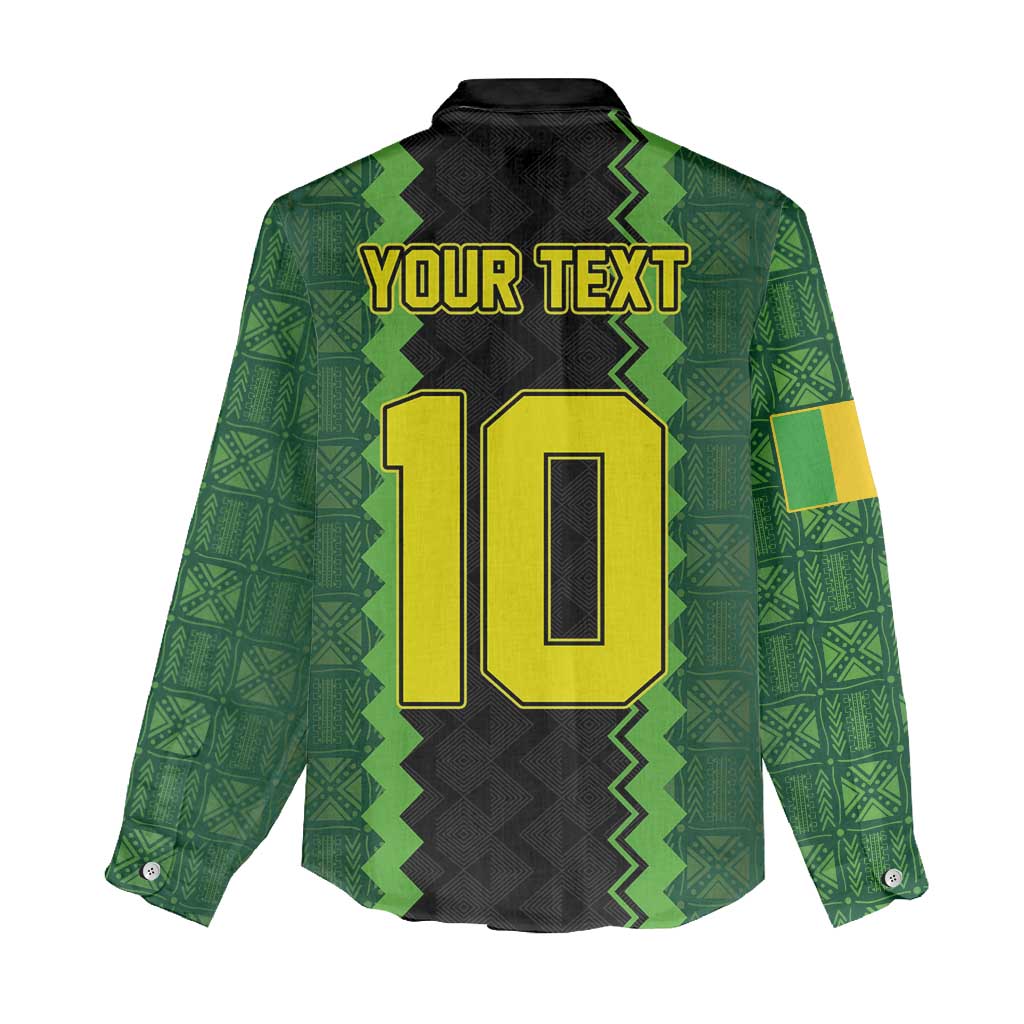 Custom Mali Football Women Casual Shirt Les Aigles-Green, Gold & Red LT03