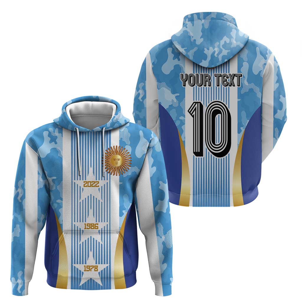 Custom Argentina Football Hoodie La Albiceleste Three Times The Best in The World LT03