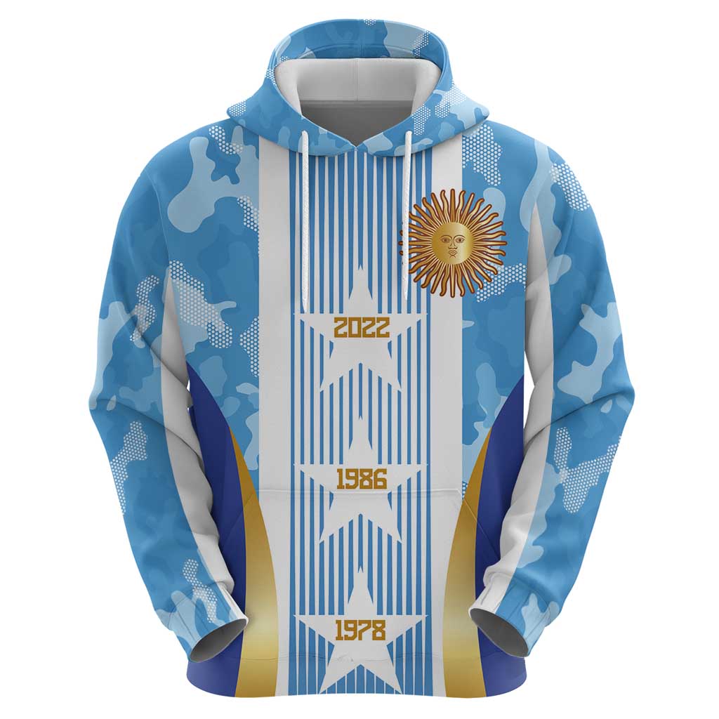 Custom Argentina Football Hoodie La Albiceleste Three Times The Best in The World LT03