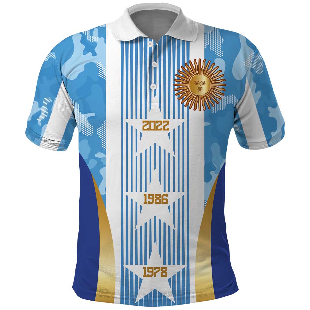 Custom Argentina Football Polo Shirt La Albiceleste Three Times The Best in The World LT03