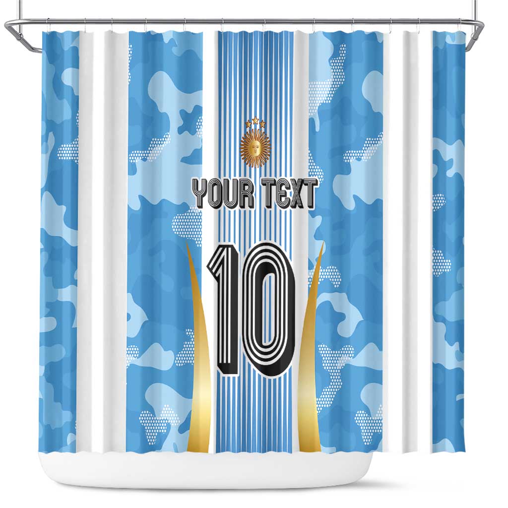 Custom Argentina Football Shower Curtain La Albiceleste Three Times The Best in The World LT03