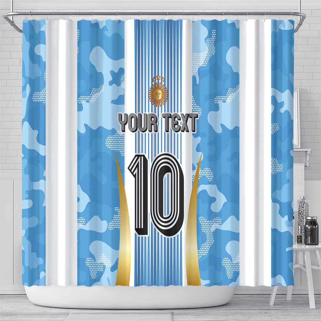 Custom Argentina Football Shower Curtain La Albiceleste Three Times The Best in The World LT03