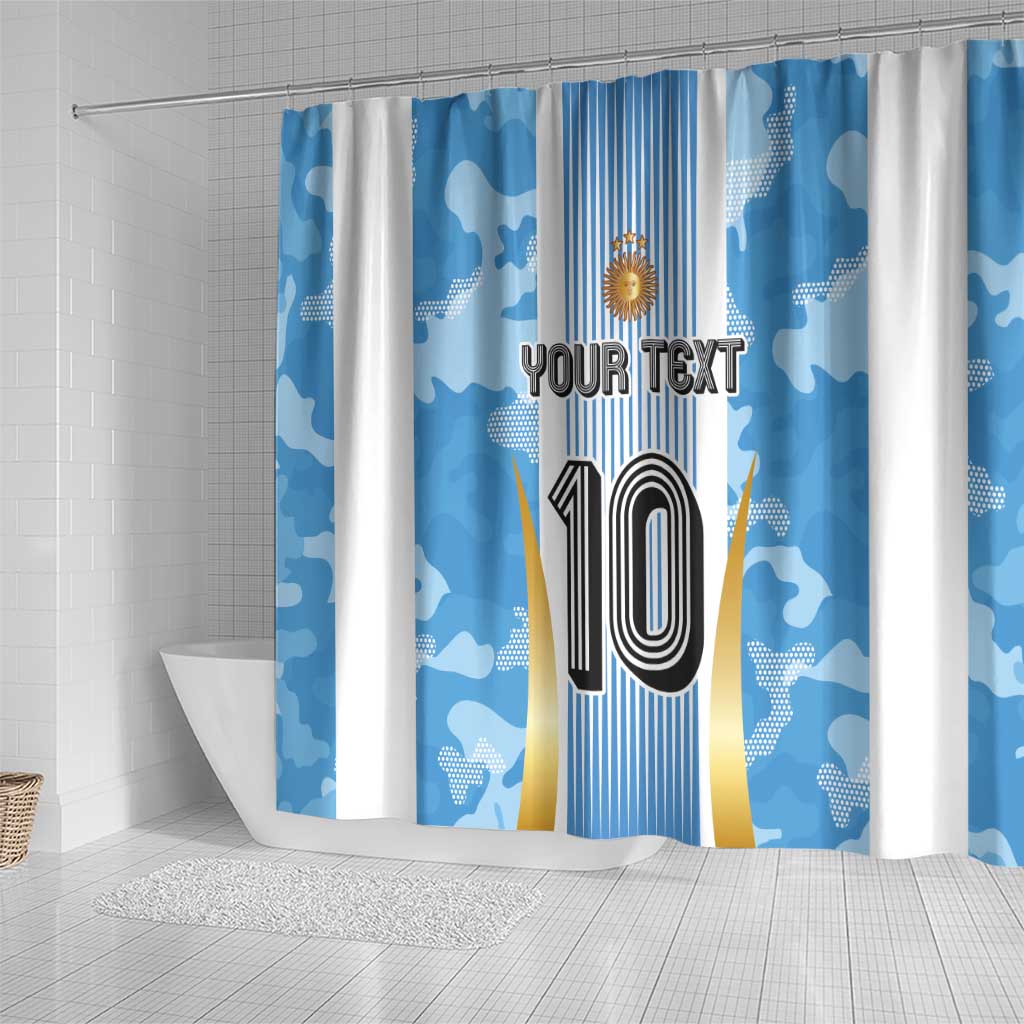 Custom Argentina Football Shower Curtain La Albiceleste Three Times The Best in The World LT03