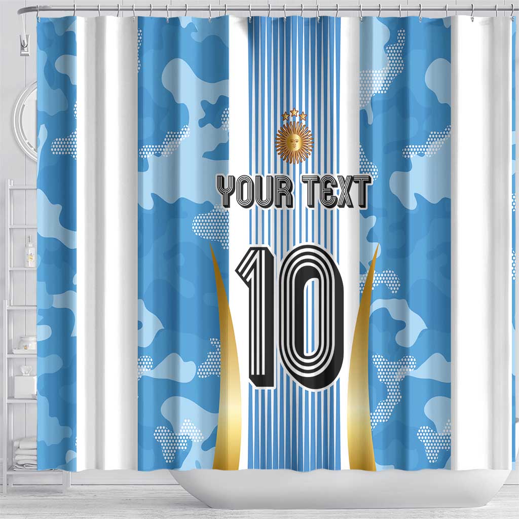 Custom Argentina Football Shower Curtain La Albiceleste Three Times The Best in The World LT03